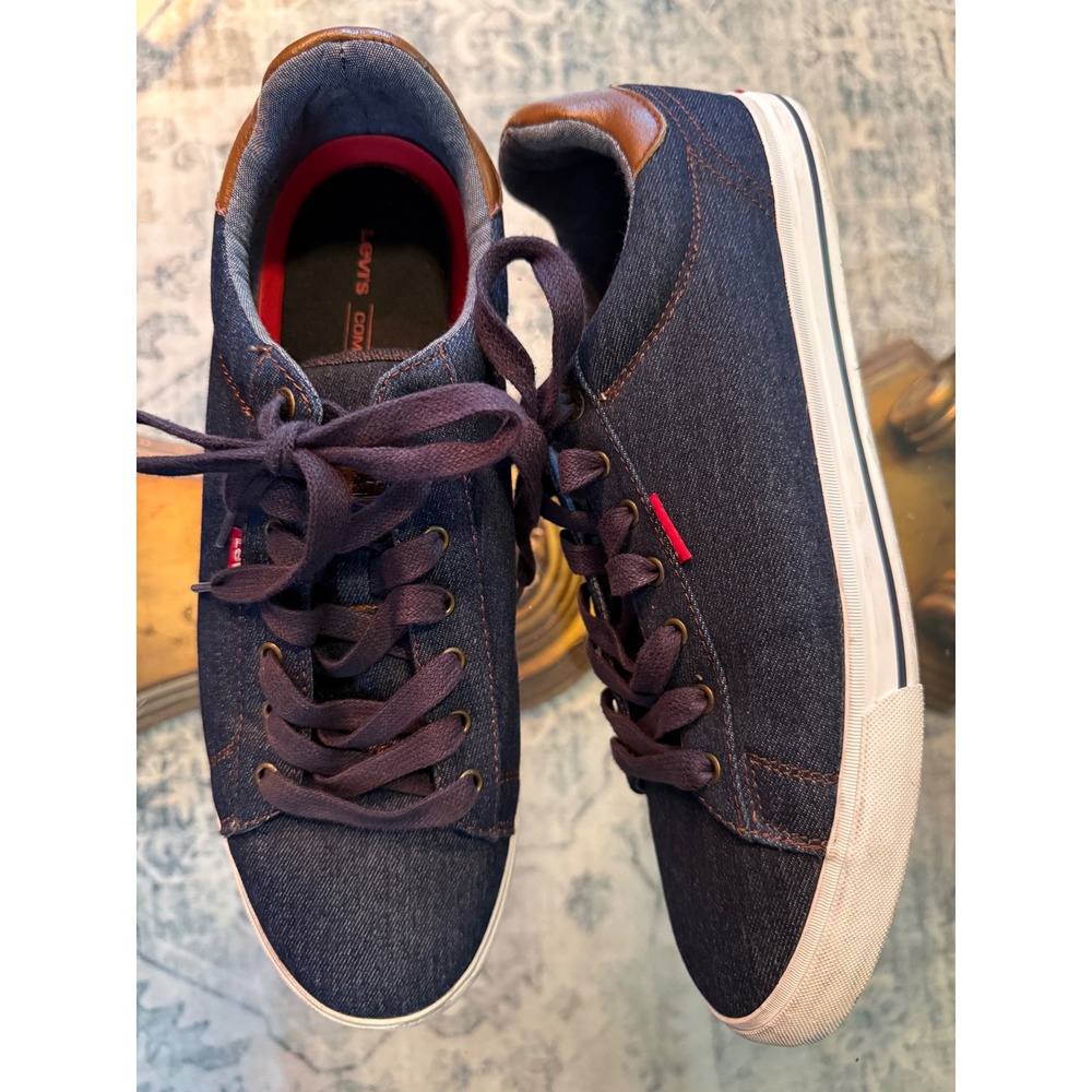 Levis Mens Denim Low Top Sneakers Blue 51818509U Size 12